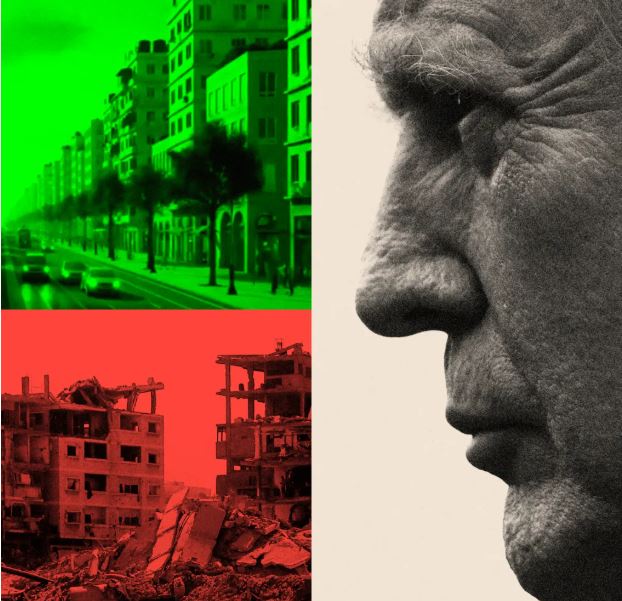 Aerial view of destroyed buildings in Gaza City showing the massive scale of destruction and the challenges of rebuilding after conflict.