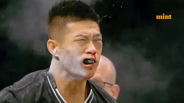 Zhao Honggang with facial injury during Power Slap debut in Saudi Arabia