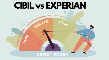 A comparison graphic showing two credit score reports labeled “CIBIL” and “Experian,” highlighting their scoring differences.