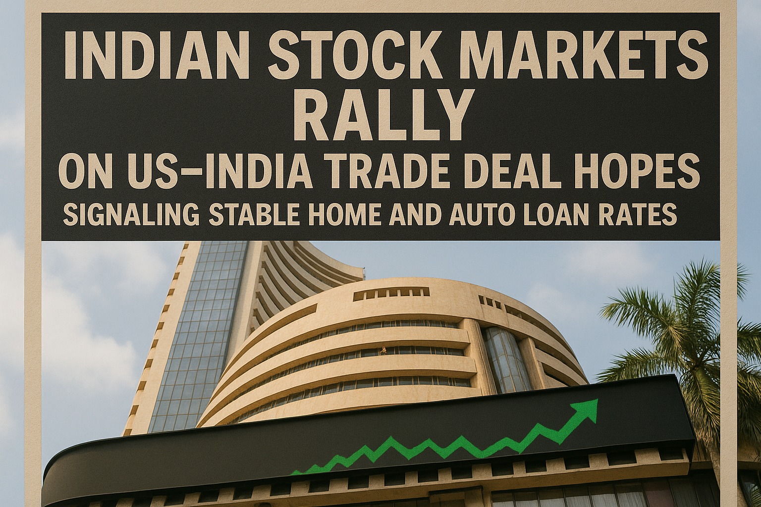 Indian stock markets rally on US–India trade deal hopes, signaling stable home and auto loan rates.