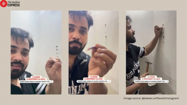 noida-flat-wall-hole-pencil-viral-video