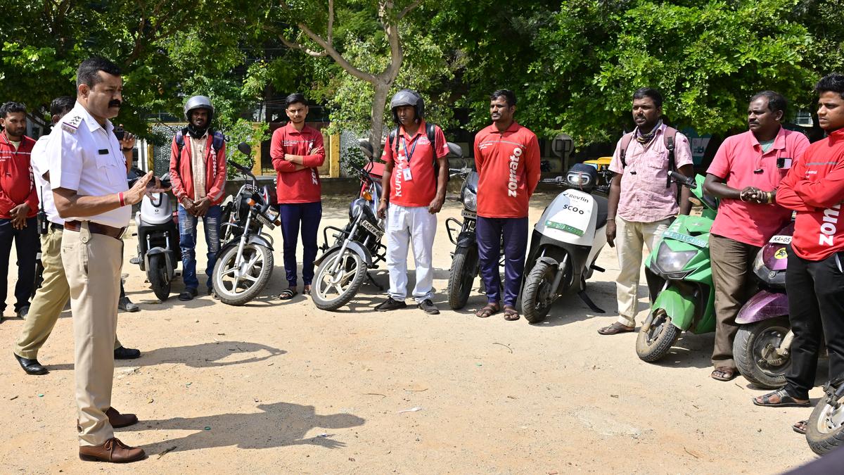Bengaluru Police Commissioner Seemant Kumar Singh addressing a meeting with food aggregator representatives on gig worker regulations.
