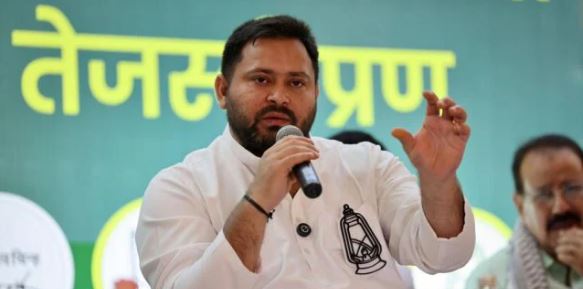 Tejashwi Yadav addressing media after Bihar exit polls 2025