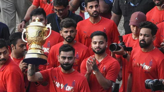 “Royal Challengers Bengaluru players at M. Chinnaswamy Stadium with fans”