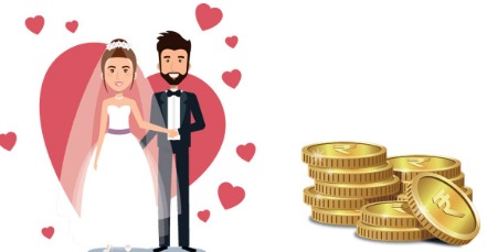 Couple reviewing credit scores and loan options while planning their wedding budget.