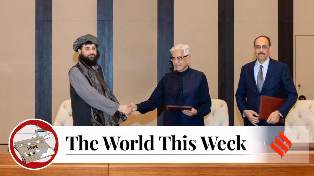 “Global weekly news highlights featuring Afghanistan–Pakistan tensions, India’s Nyoma air base expansion, and U.S. policy updates.”