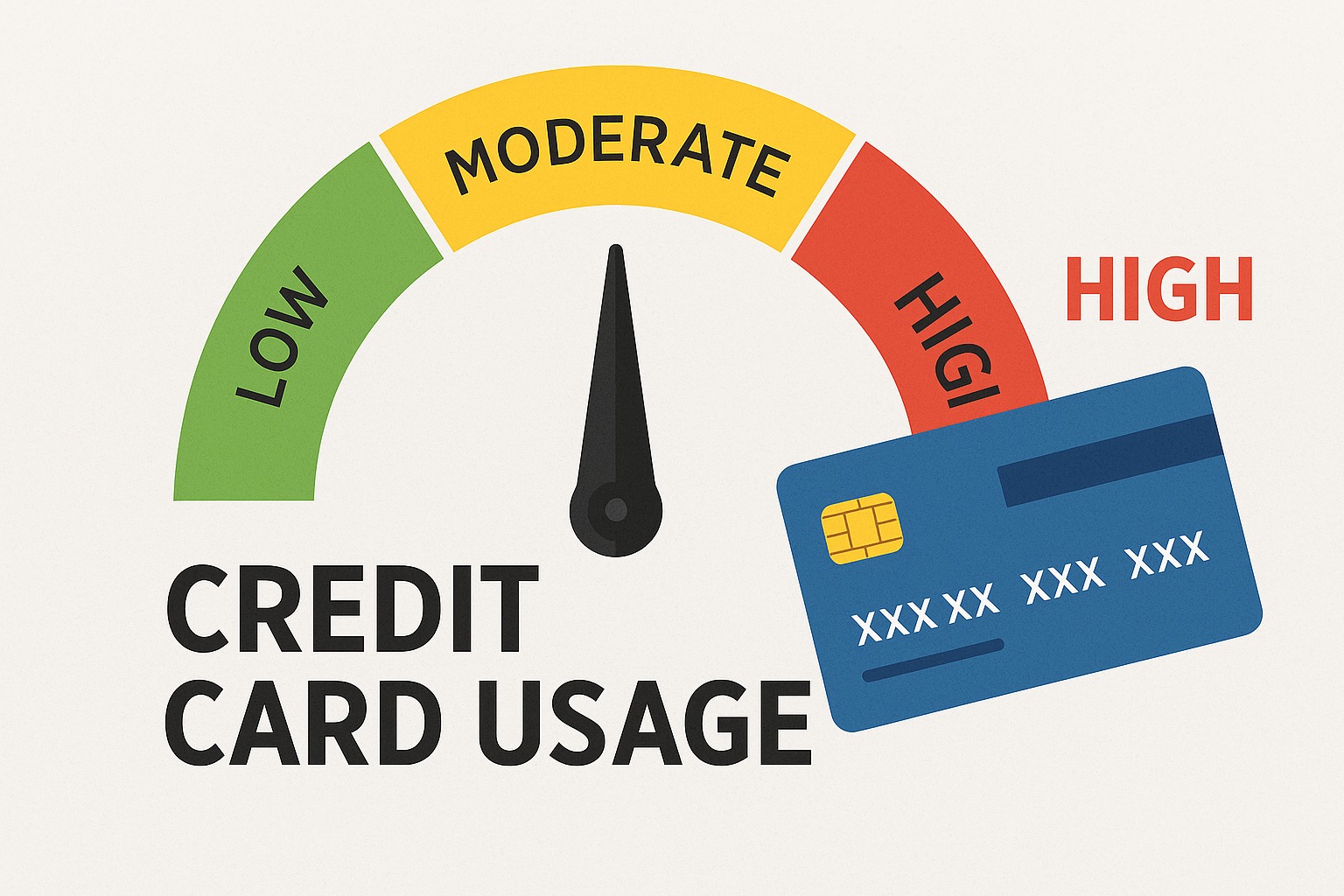 High credit card usage meter showing risk for loan eligibility.