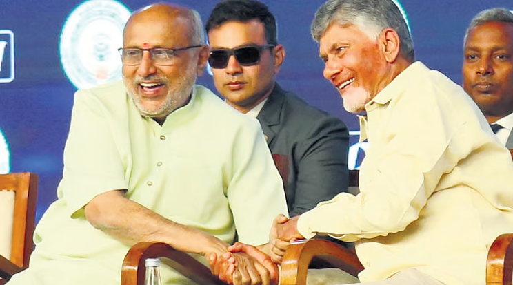 “Chandrababu Naidu announcing investor-friendly escrow account policy in Andhra Pradesh”