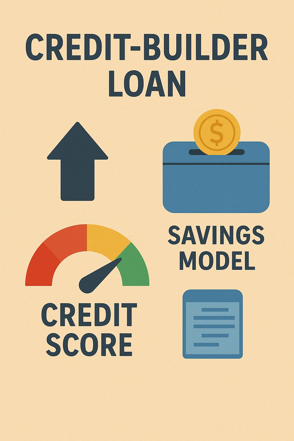 Person improving credit score using a credit-builder loan savings model.
