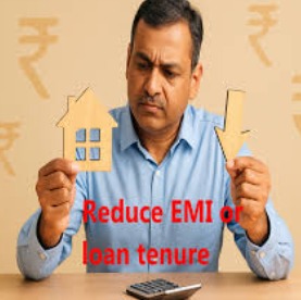Comparative chart showing loan repayment strategy between higher EMI and reduced tenure for faster loan closure.