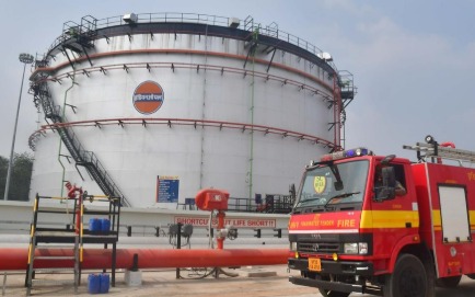 LPG storage tanks and import terminal facility representing India’s international energy supply operations and diversification.