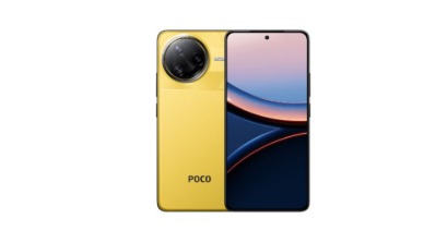 A teaser smartphone silhouette with futuristic Poco branding hinting at the F8 series launch event.