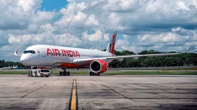 Air India aircraft ready for takeoff on international route to Shanghai