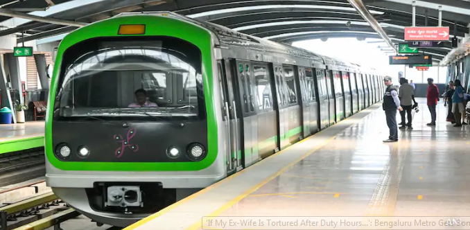 Security personnel conducting checks at a Bengaluru Metro station after a bomb threat linked to an anonymous message.