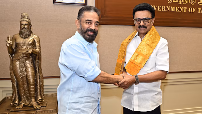 Kamal Haasan defending DMK alliance during media interaction in Tamil Nadu