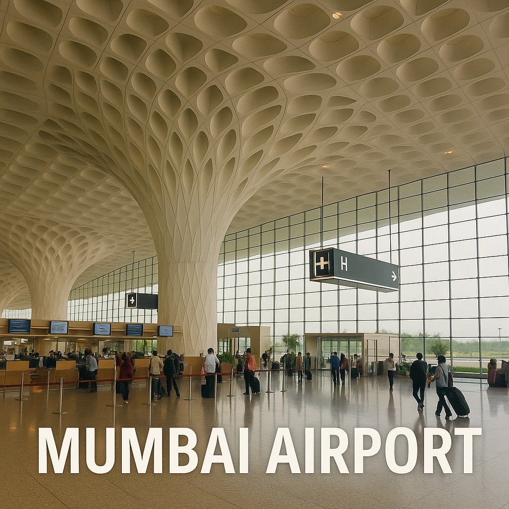Mumbai airport runway image with notice about six-hour flight shutdown