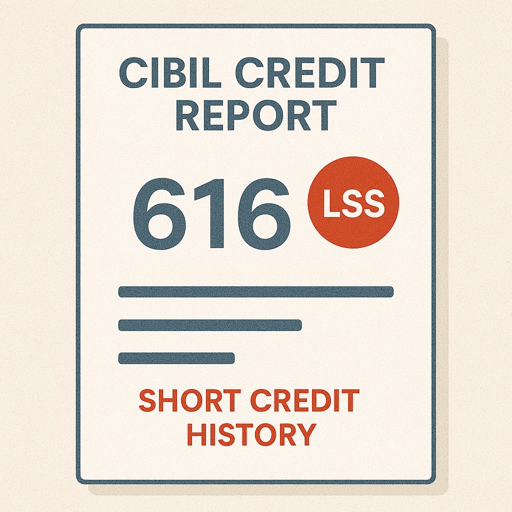 CIBIL credit report showing LSS indicator due to short credit history