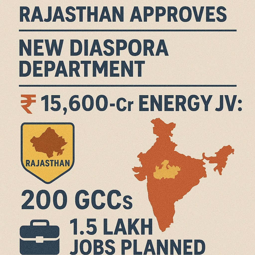 Rajasthan government meeting discussing new diaspora department and energy joint venture