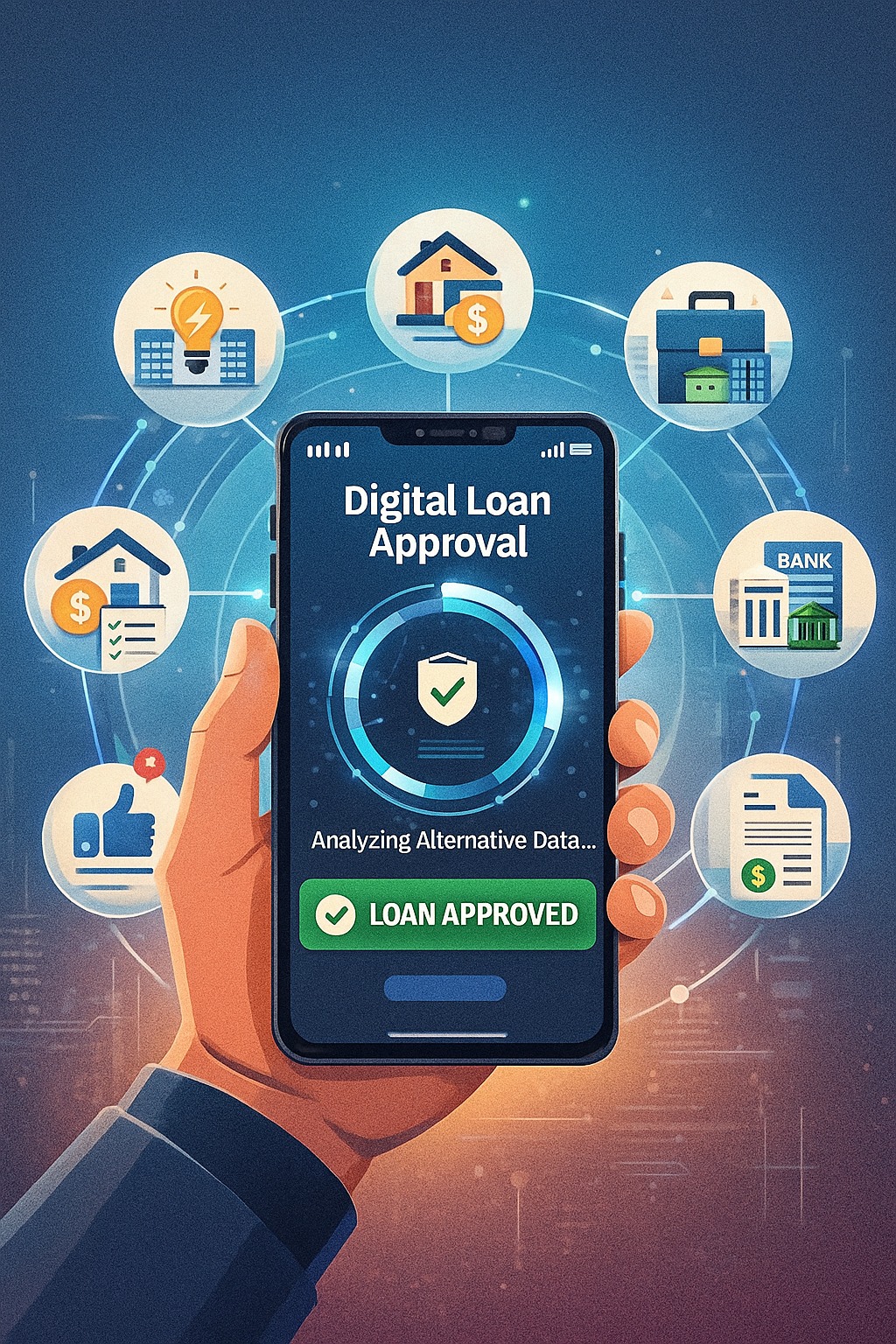 Digital loan approval system analyzing alternative data on a smartphone