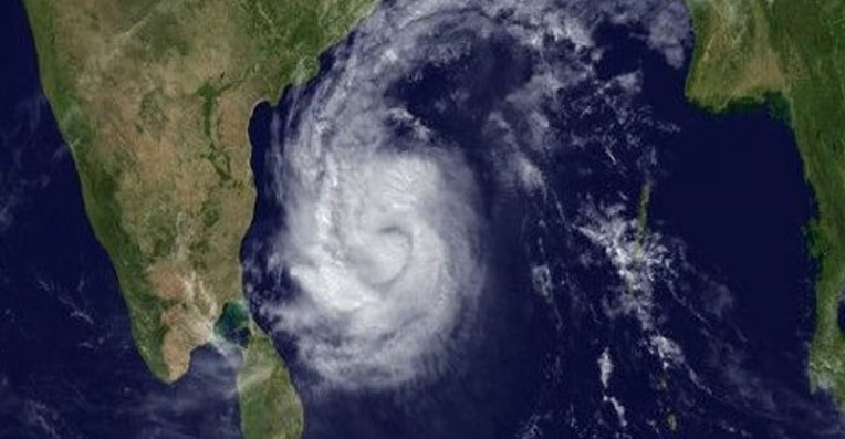 Satellite image showing low pressure formation over the Bay of Bengal
