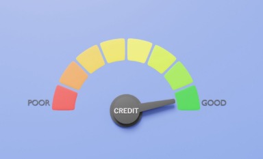 Credit score meter showing fast improvement through financial habits