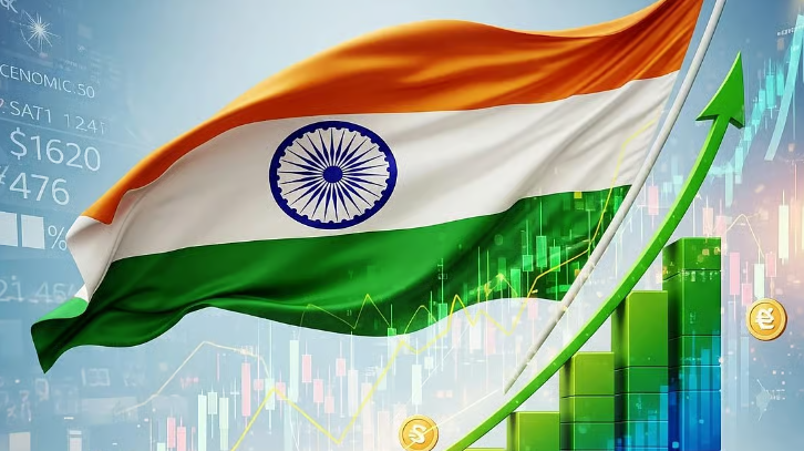 “Graph chart showing India GDP growth forecast of 6.5 percent by S&P Global for FY26”