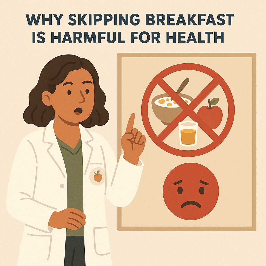 Nutritionist explaining why skipping breakfast is harmful for health