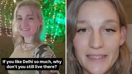 American woman walking in Bengaluru city street after shifting from Delhi