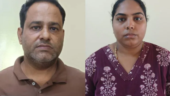 Police officers displaying seized fake Nandini ghee packets from racket in Bengaluru