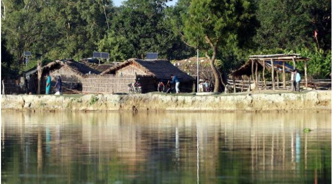 Newly rehabilitated village near the UP-Nepal border after relocation from river and forest zone