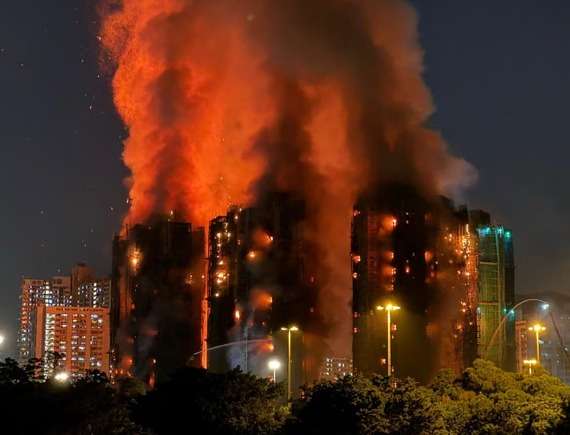 Residents waiting at temporary shelter after Hong Kong tower fire