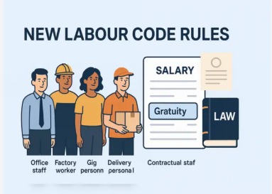 Illustration explaining new labour code definition of wages and salary breakup