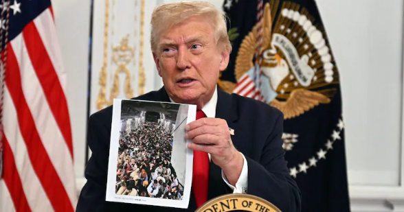 “Donald Trump addressing media on proposed migration restrictions for third world countries in 2025.”