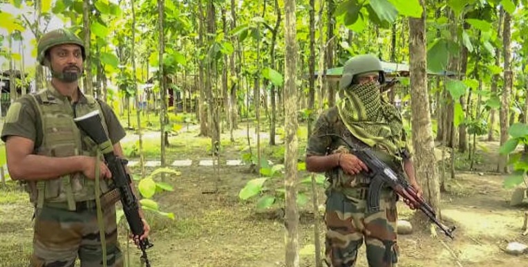 Assam Rifles soldiers patrolling near India-Myanmar border in Manipur after militant attack