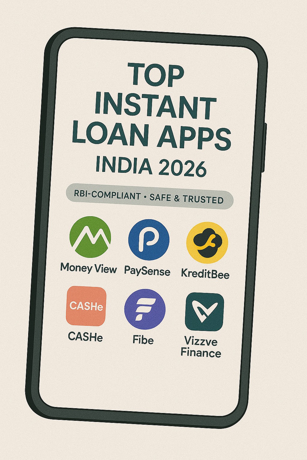 List of best instant loan apps in India for 2026 featuring RBI-approved digital lending platforms including Vizzve Finance.