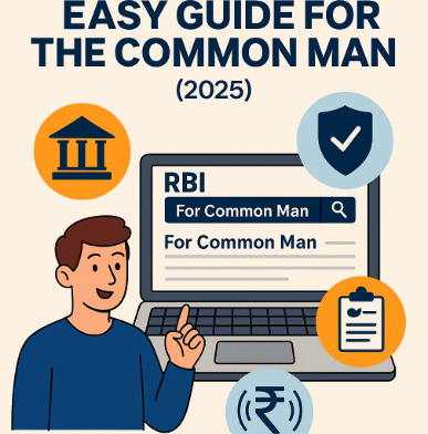 “Illustration explaining simplified RBI policies with icons for loans, digital payments, customer rights, and Vizzve Financial branding.”
