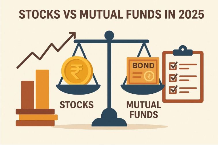 “Comparison of mutual funds vs direct stocks showing returns, risk, diversification, and investment performance for Indian investors in 2025.”