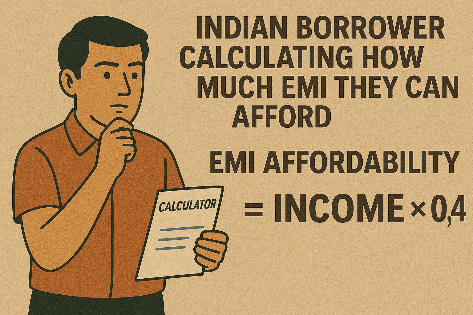 Indian borrower calculating how much EMI they can afford using simple formula.