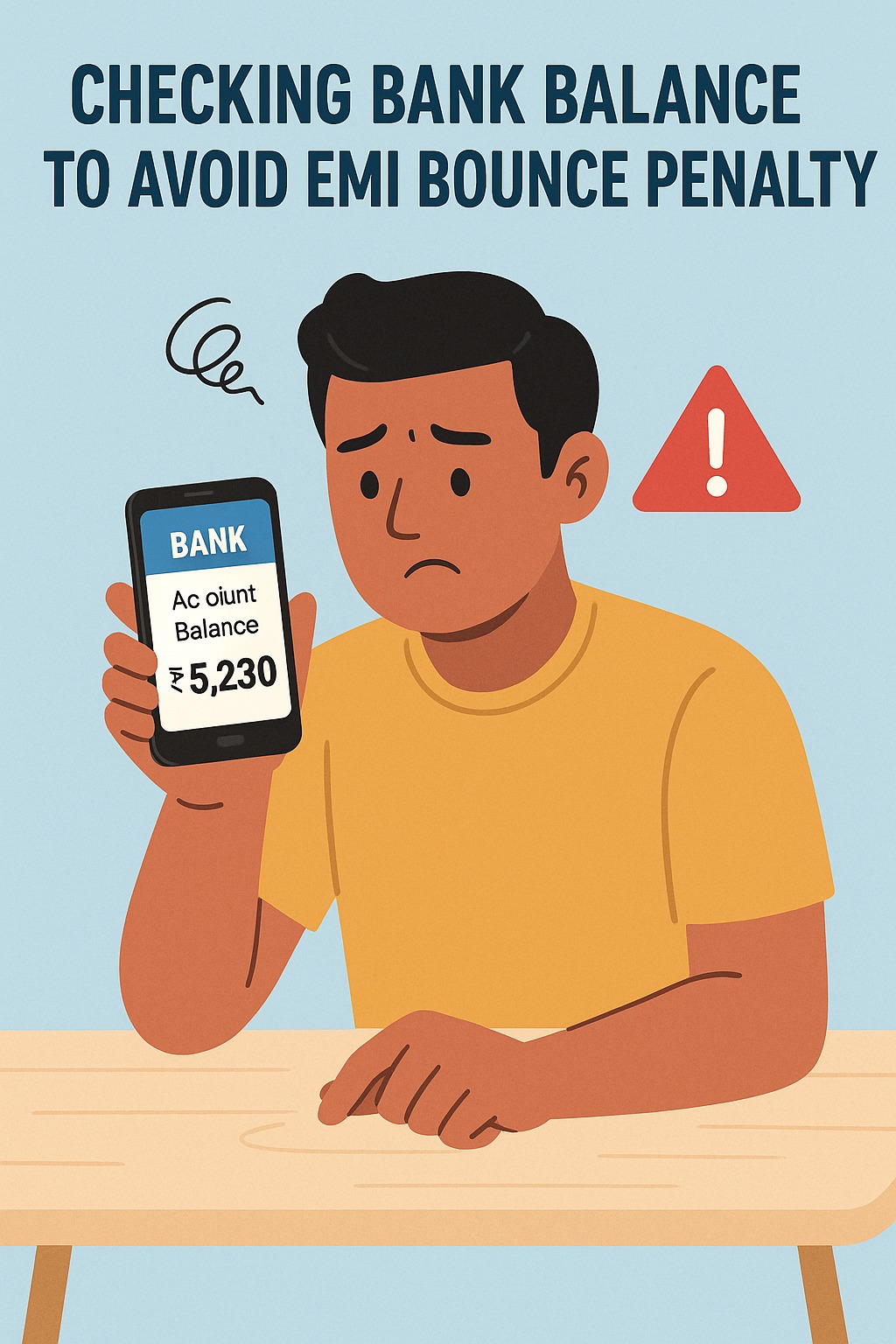 Indian borrower checking bank balance to avoid EMI bounce penalty.