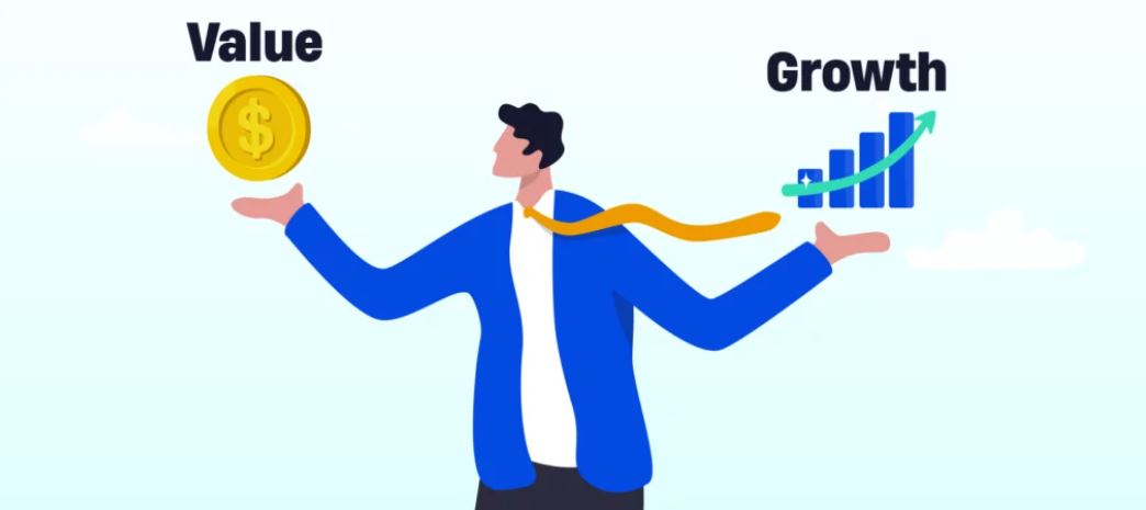 “Comparison chart illustrating value investing versus growth investing performance and characteristics for the year 2025.”