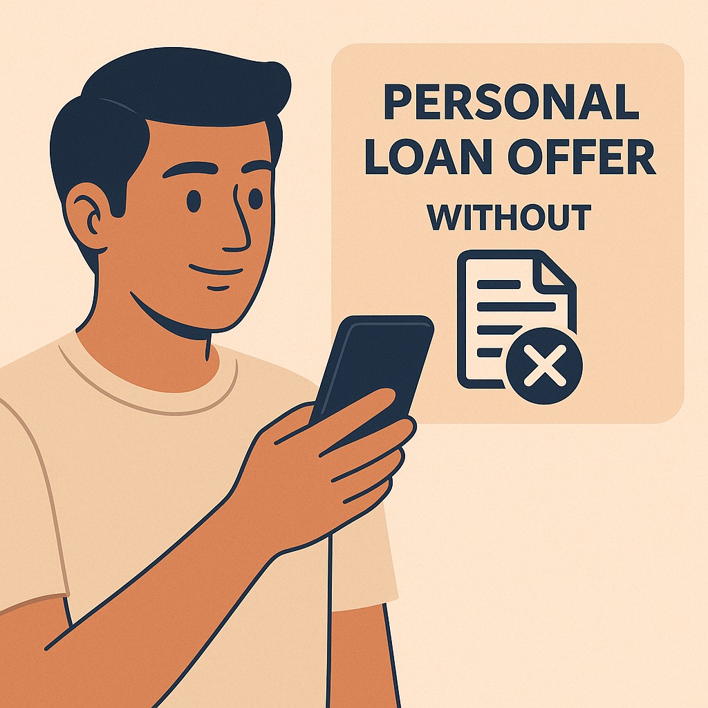 Indian borrower checking personal loan offer available without bank statement on mobile app.