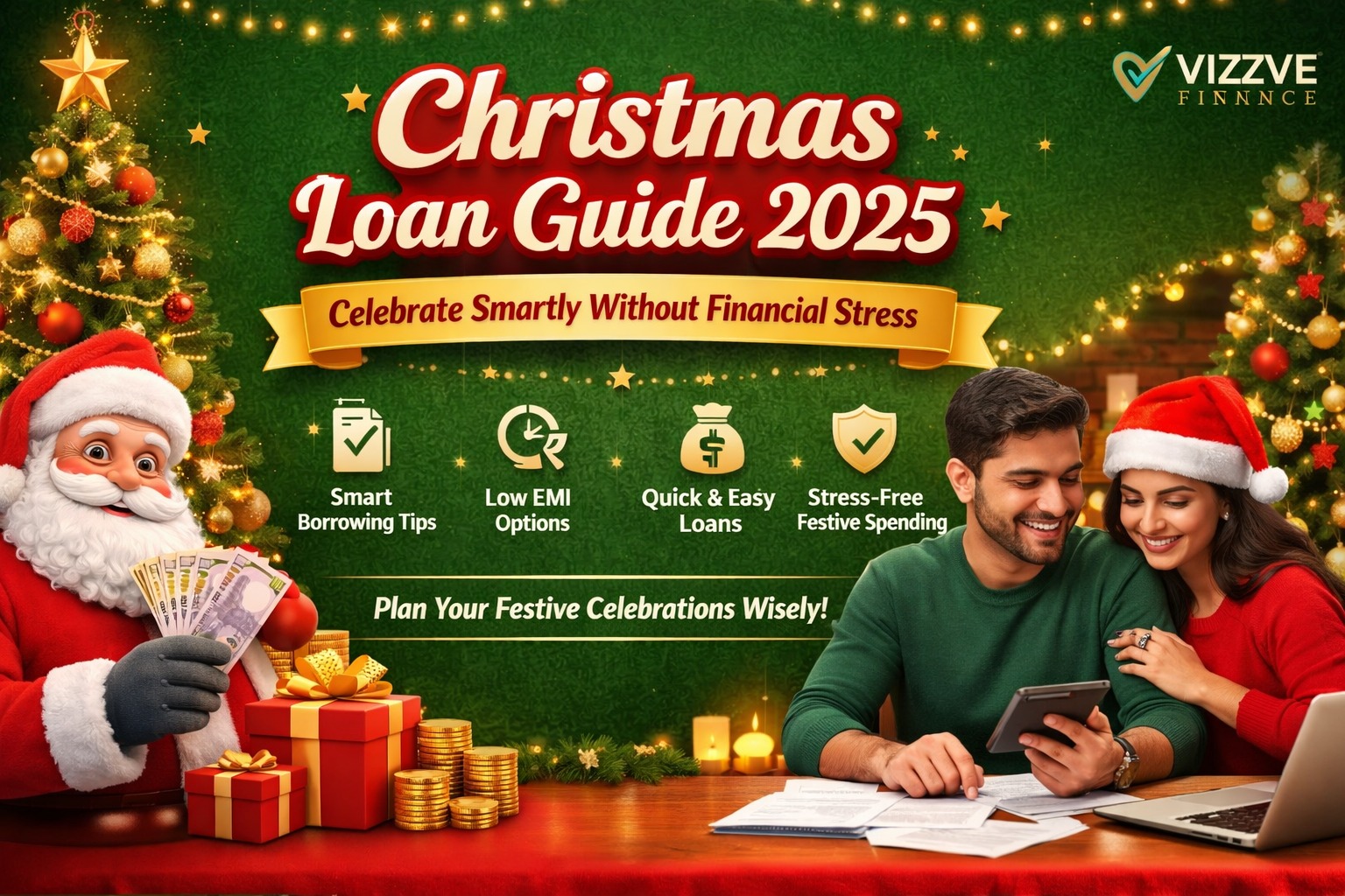 Indian family celebrating Christmas while managing finances with a personal loan