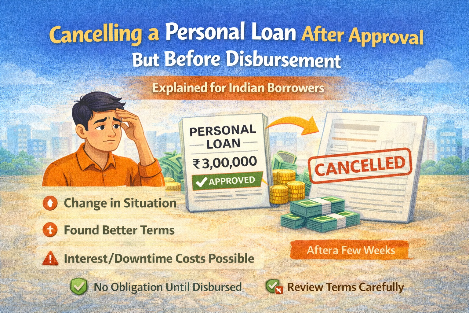 Cancelling a personal loan after approval but before disbursement explained for Indian borrowers