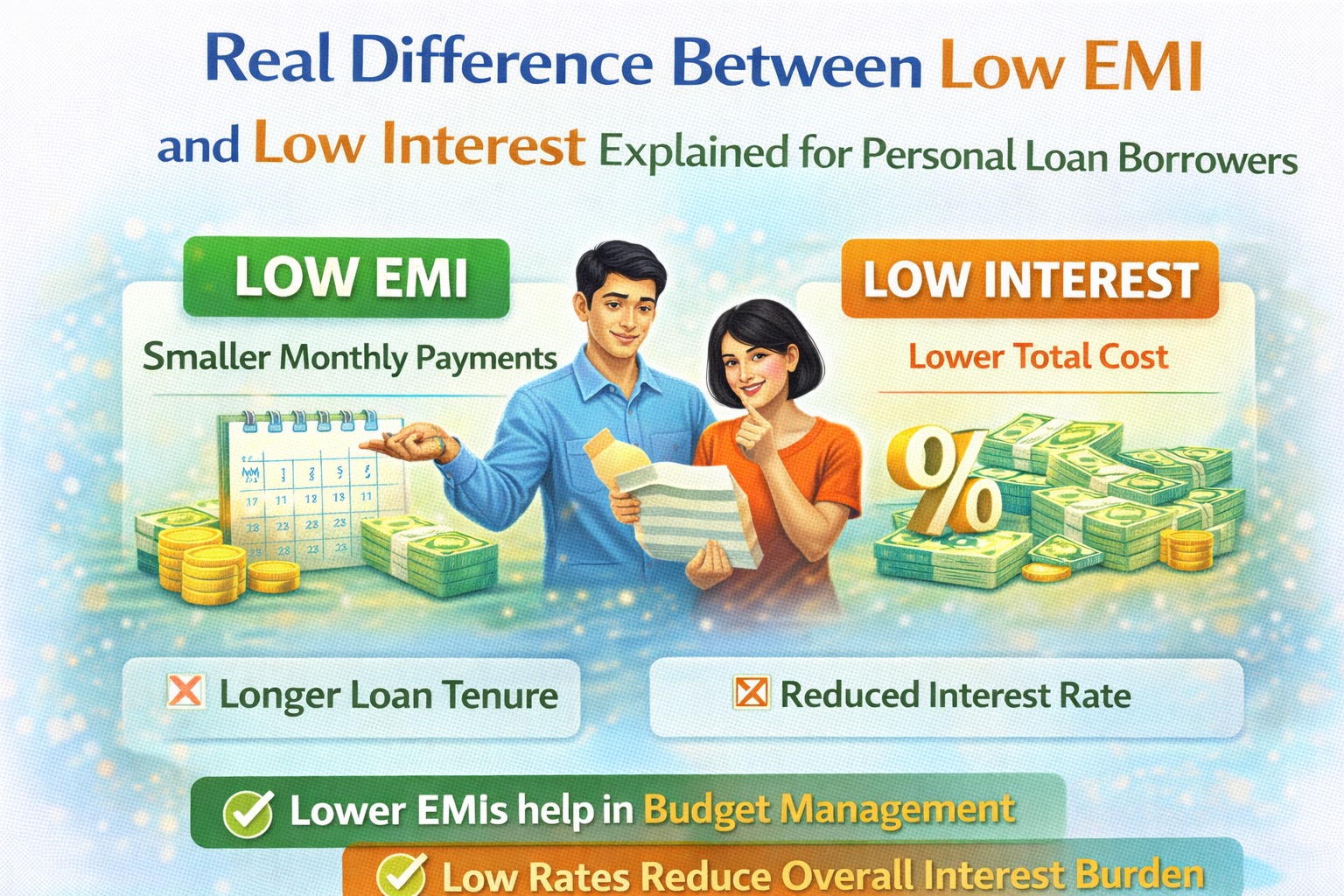 Real difference between low EMI and low interest explained for personal loan borrowers
