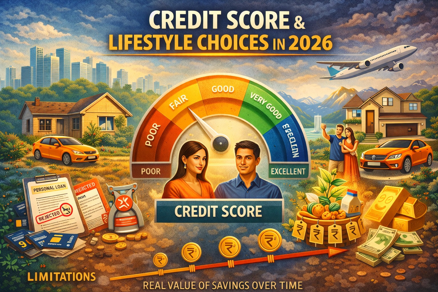 Credit score determining lifestyle choices like home, car, travel and loans in 2026