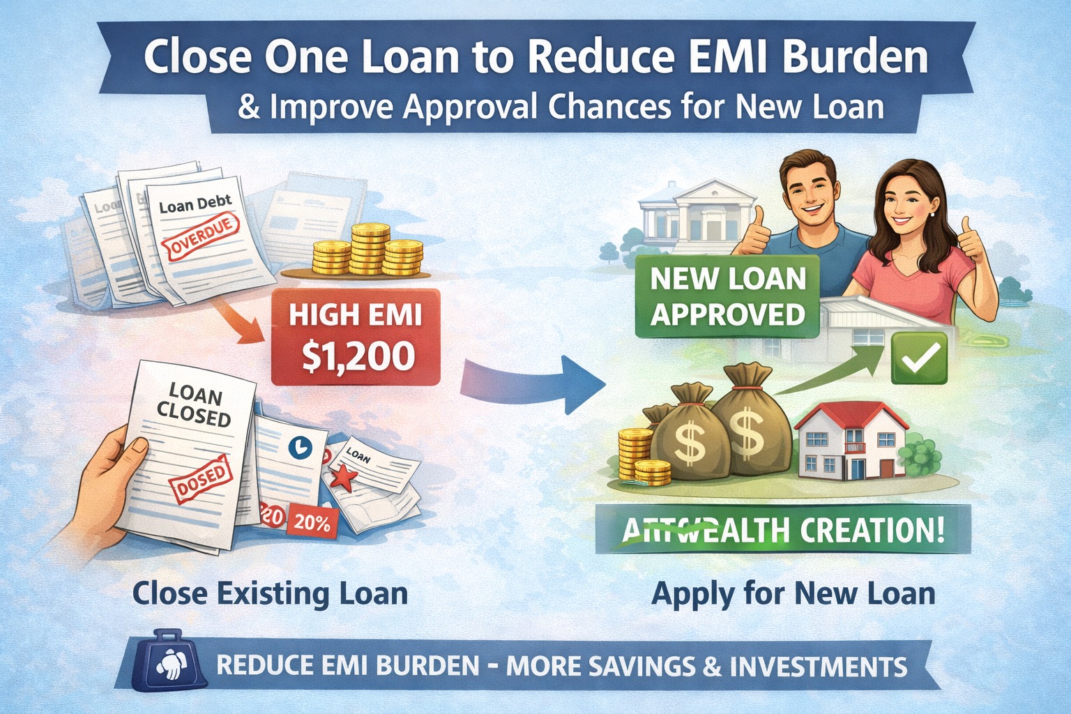 Closing one loan to reduce EMI burden and improve approval chances for a new loan