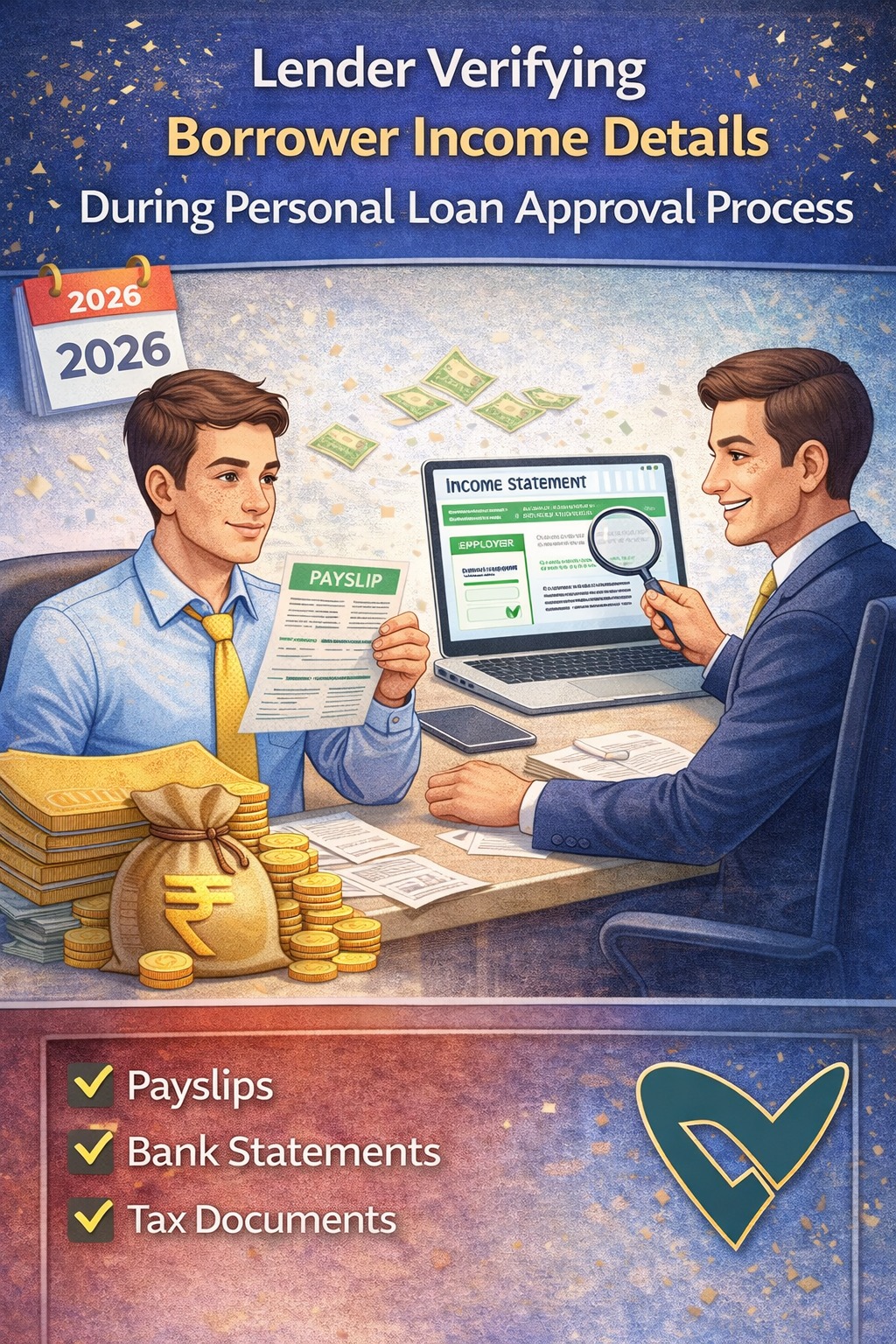 Lender verifying borrower income details during personal loan approval process