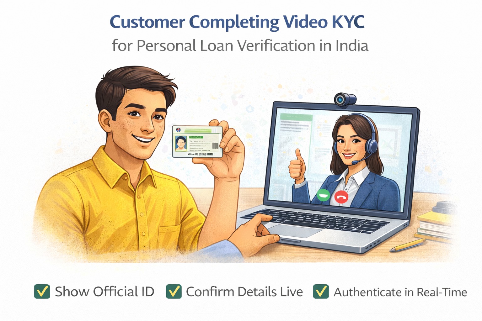 Customer completing video KYC for personal loan verification in India