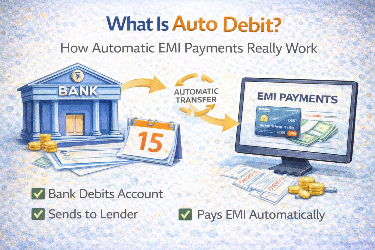 Auto debit system automatically deducting EMI from bank account