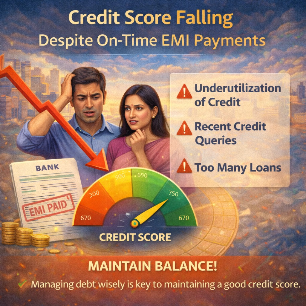 Credit score falling despite on-time EMI payments